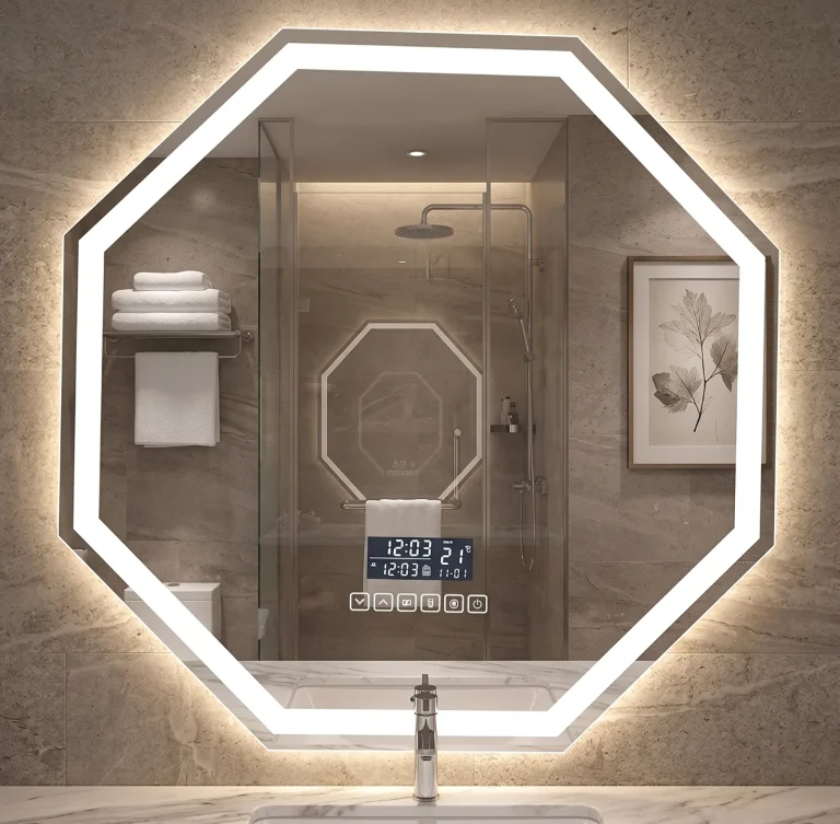 Espejo LED KL518B octogonal arenado