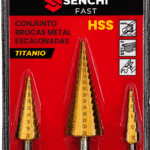 Broca escalonada HSS titanio · set x3